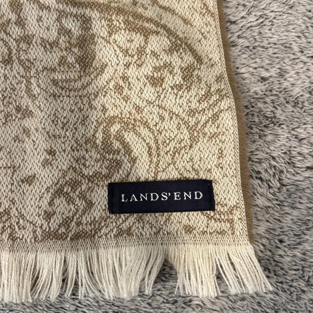 Lands End Paisley‎ Scarf Wrap Fringed Classic Preppy Cozy Old Money Boho 20957